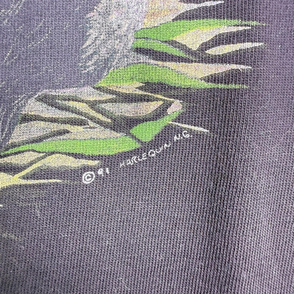 Vintage 1991 Harlequin MG Panda Bear Single Stitch Graphic T-Shirt Black Medium - Picture 5 of 6